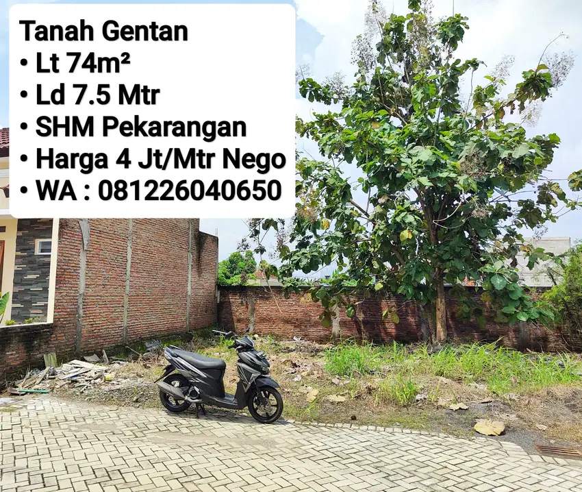 Jual Tanah Siap Bangun Area Gentan, Dekat Laweyan, Solo Baru