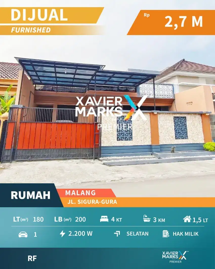 Dijual Cepat Rumah Cantik Modern + Furnish Di Sigura-gura, Kota Malang
