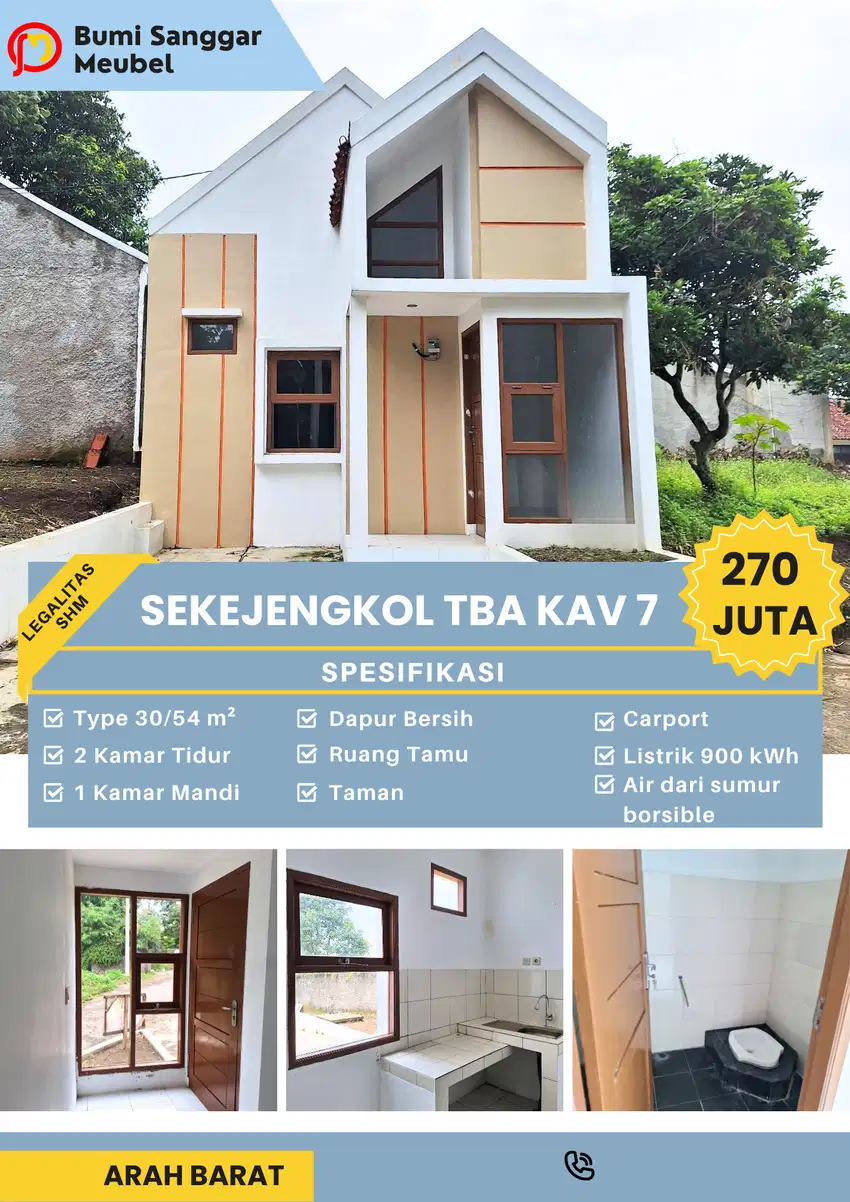 Rumah datar pinggir jalan desa