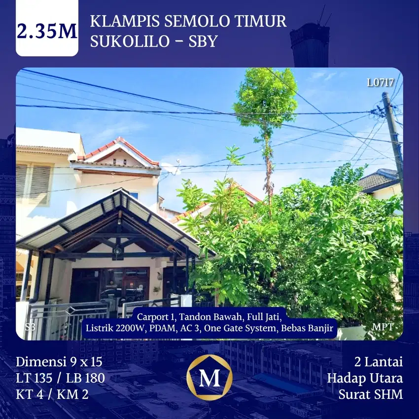 Rumah Klampis Semolo Timur Sukolilo dkt Nginden Manyar Semolowaru MER