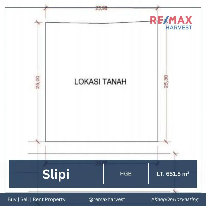 DISEWAKAN CEPAT !! TANAH LOKASI STRATEGIS PERUNTUKKAN R1 DI SLIPI