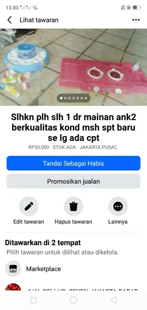 Slhkn plh slh 1 dr mainan ank2 berkualitas kond spt baru murah sj cpt