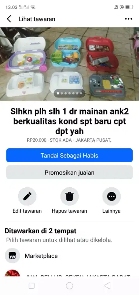 Slhkn plh slh 1 dr tas isi mainan utk ank2 kond spt baru cpt dpt yah