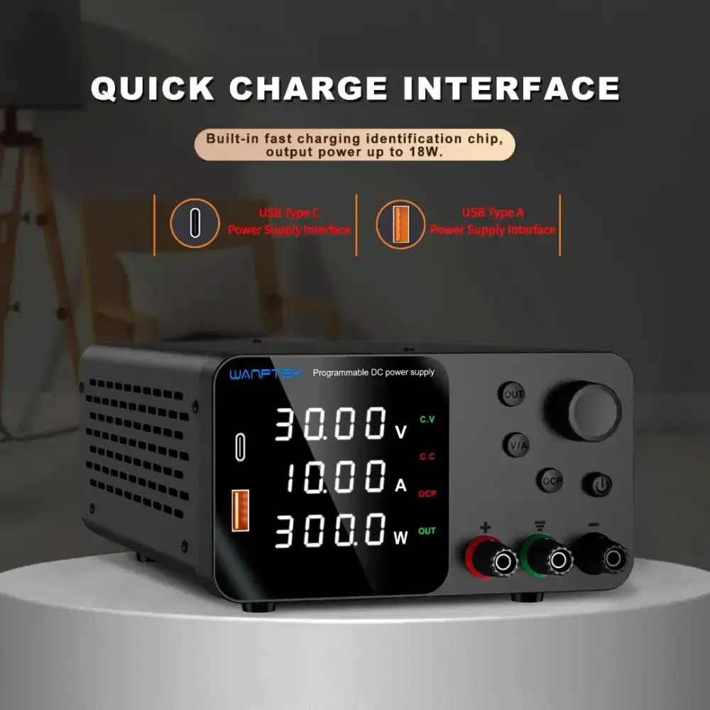 WANPTEK Adjustable Power Supply DC Ammeter Stabilized 30V 10A 300W