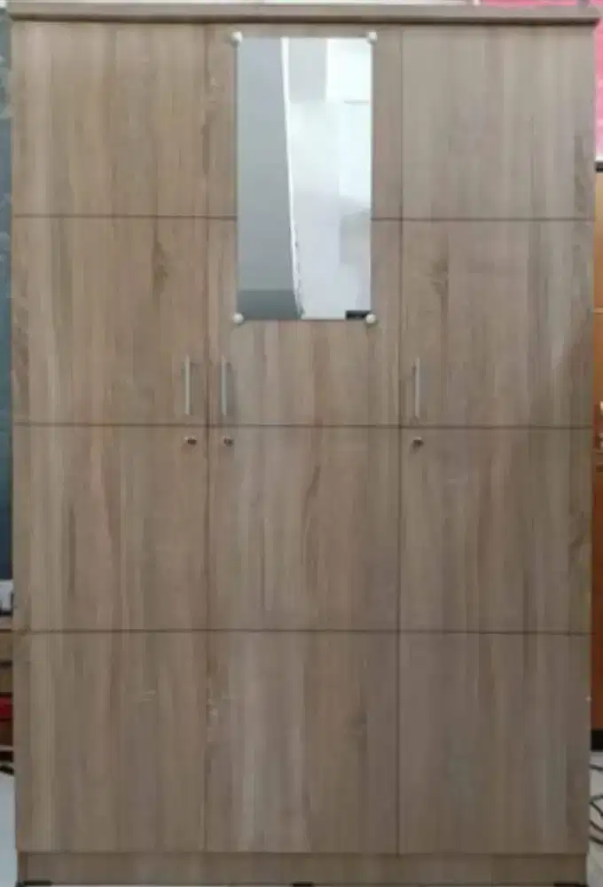 Lemari Pakaian 3 Pintu Kaca Luar Metropolis Alba 3P Sonoma