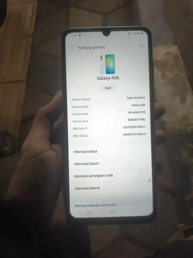 Jual Samsung galaxy a06 ram 4/64 mahar 1,350