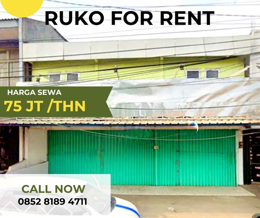 Ruko gandeng 2 di jalan utama disentral pasar bisnis cikarang
