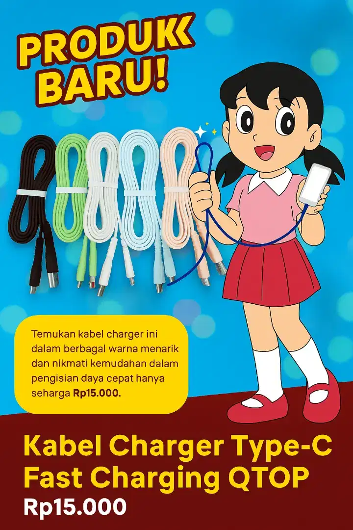 Kabel Data Kabel Charger Type-C Support Fast Charging QTop