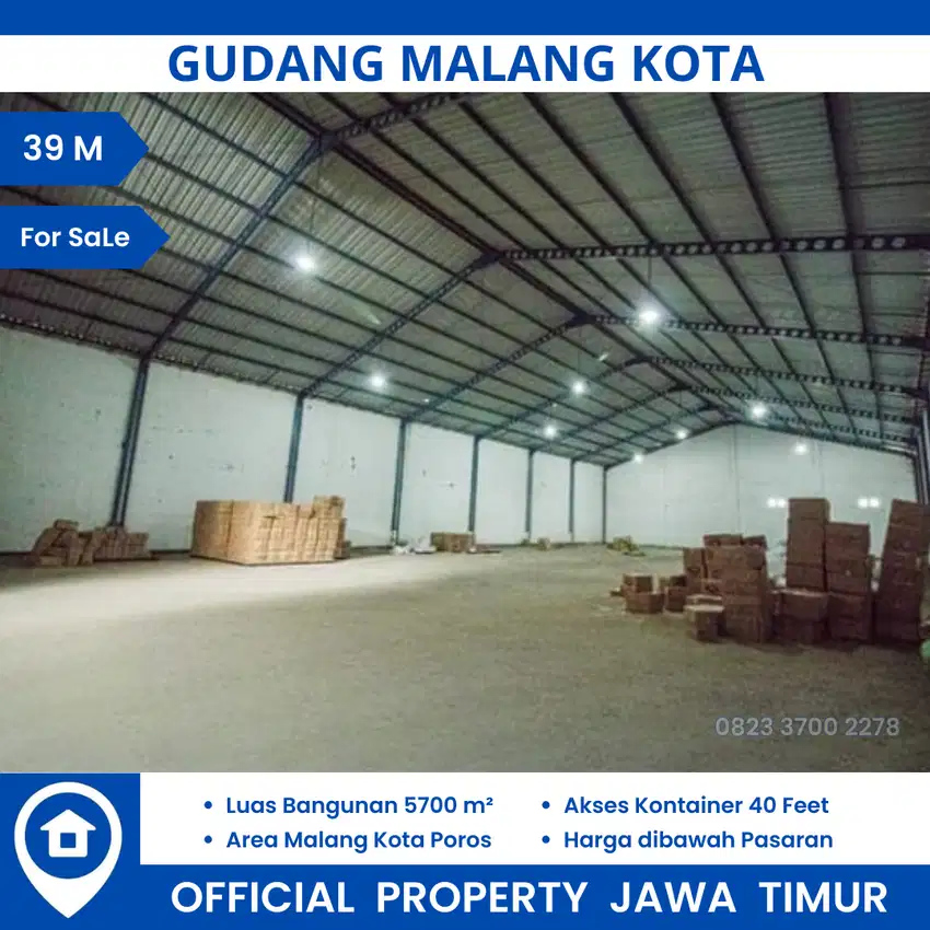 GUDANG BESAR MALANG KOTA DIJUAL, AKSES KONTAINER 40 FT