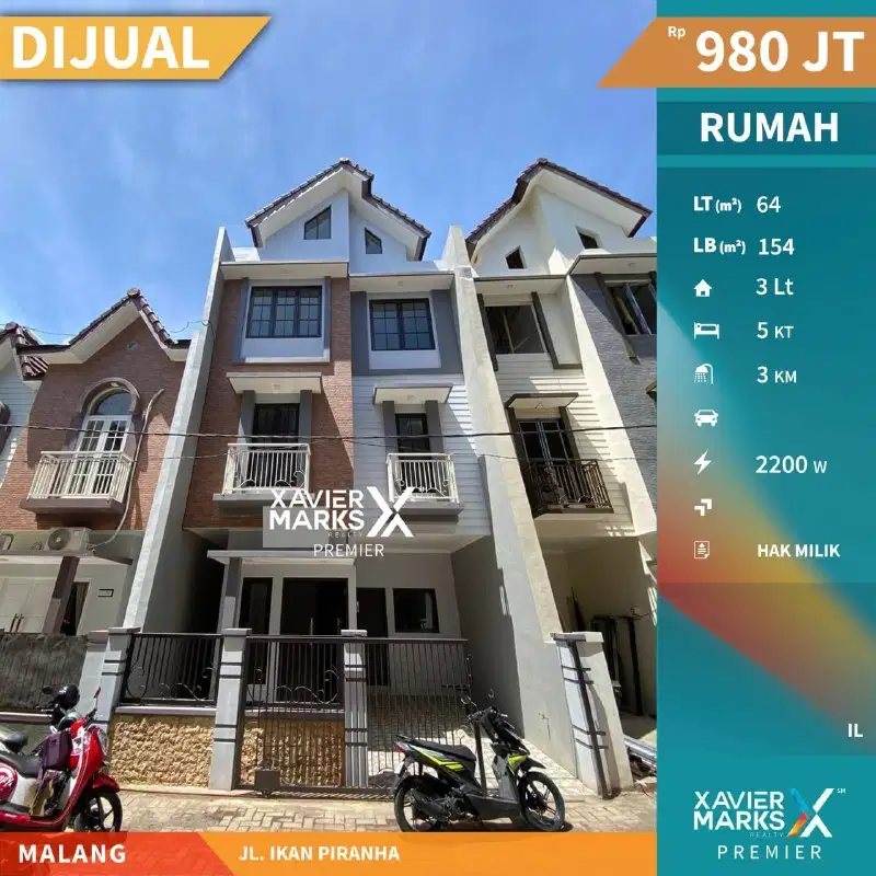 Dijual Cepat Rumah Baru Gres Di Ikan Piranha, Lowokwaru Malang(OLX629)
