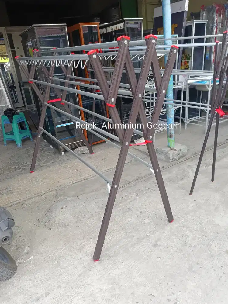Jemuran 180cm jumbo aluminium Coklat bahan besar
