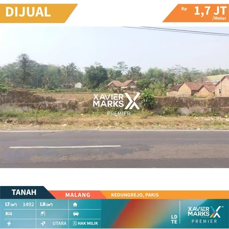 Dijual Murah Tanah Poros Jalan Raya Kedungrejo Kec. Pakis Kab. Malang