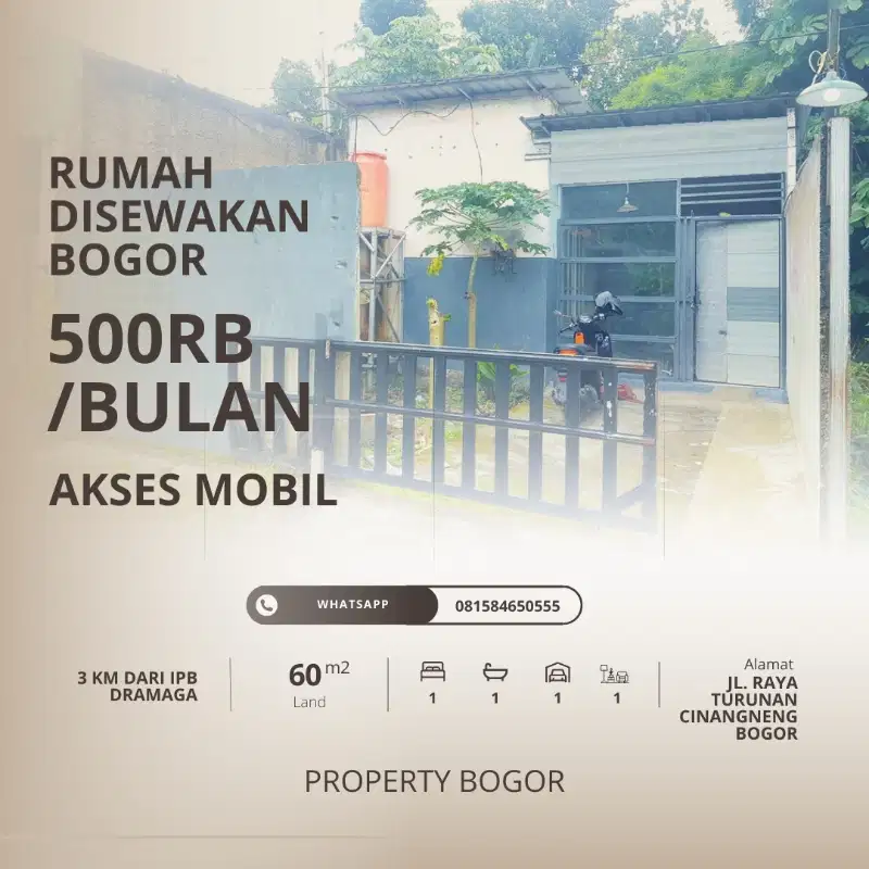 RUMAH DIKONTRAKAN BOGOR DRAMAGA CINANGNENG MASUK MOBIL