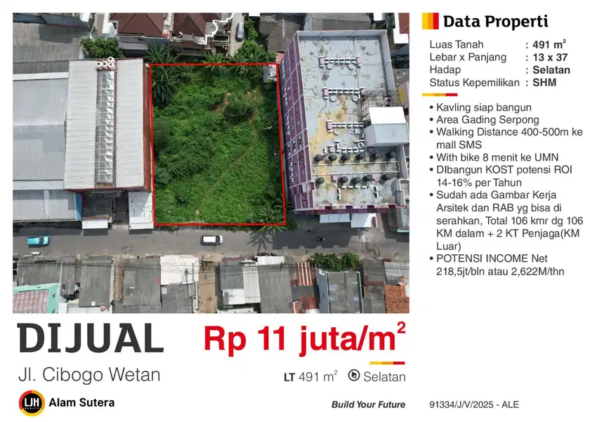 Dijual Tanah SHM di Cibogo Wetan Gading Serpong Tangerang
