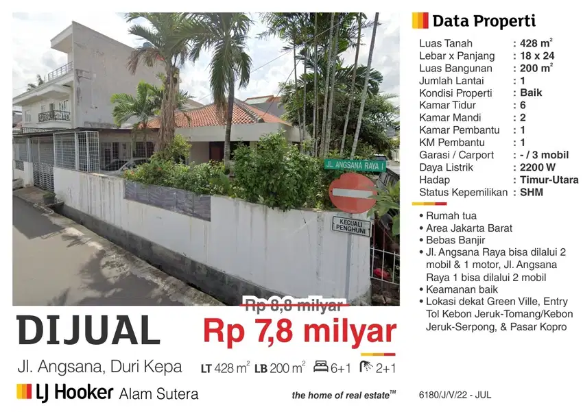 Dijual Rumah Lokasi Strategis Bebas Banjir di Duri Kepa Jakarta Barat