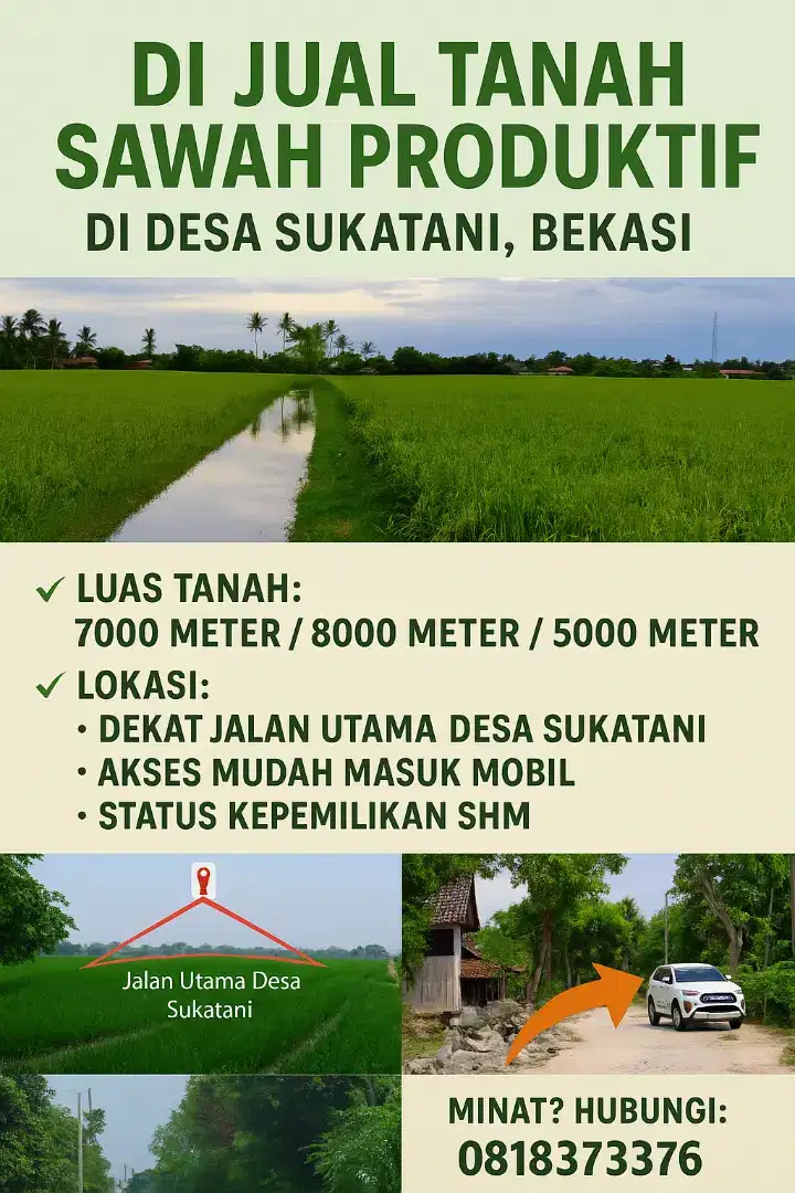 Tanah sawah di bekasi sukatani