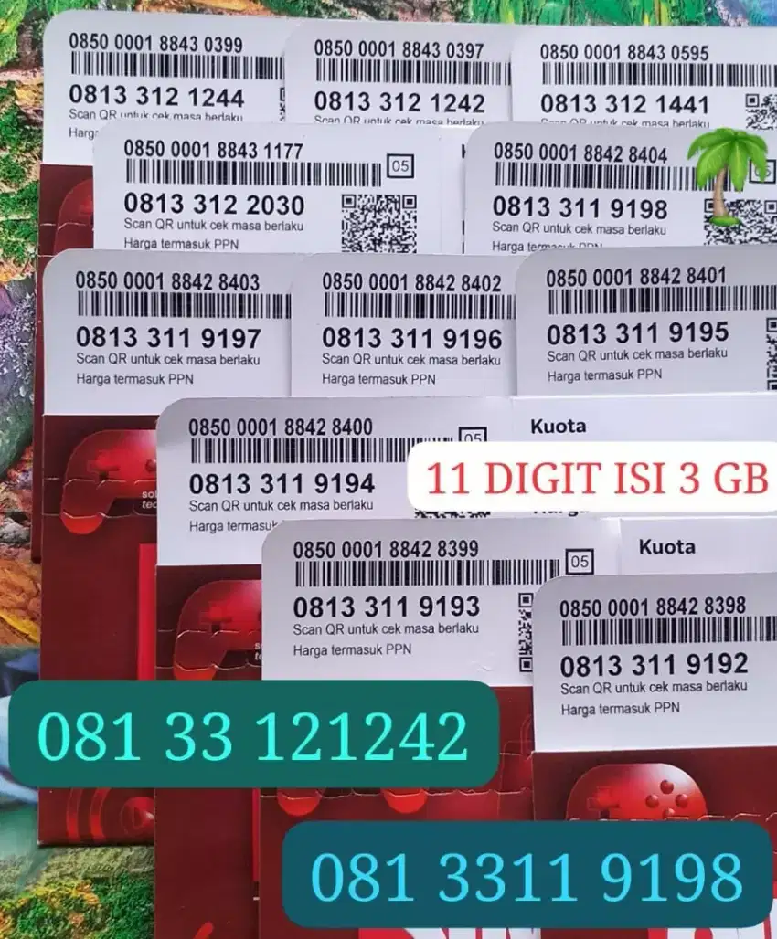 NOMOR CANTIK SIMPATI 11 DIGIT ISI 3 GB NASIONAL.