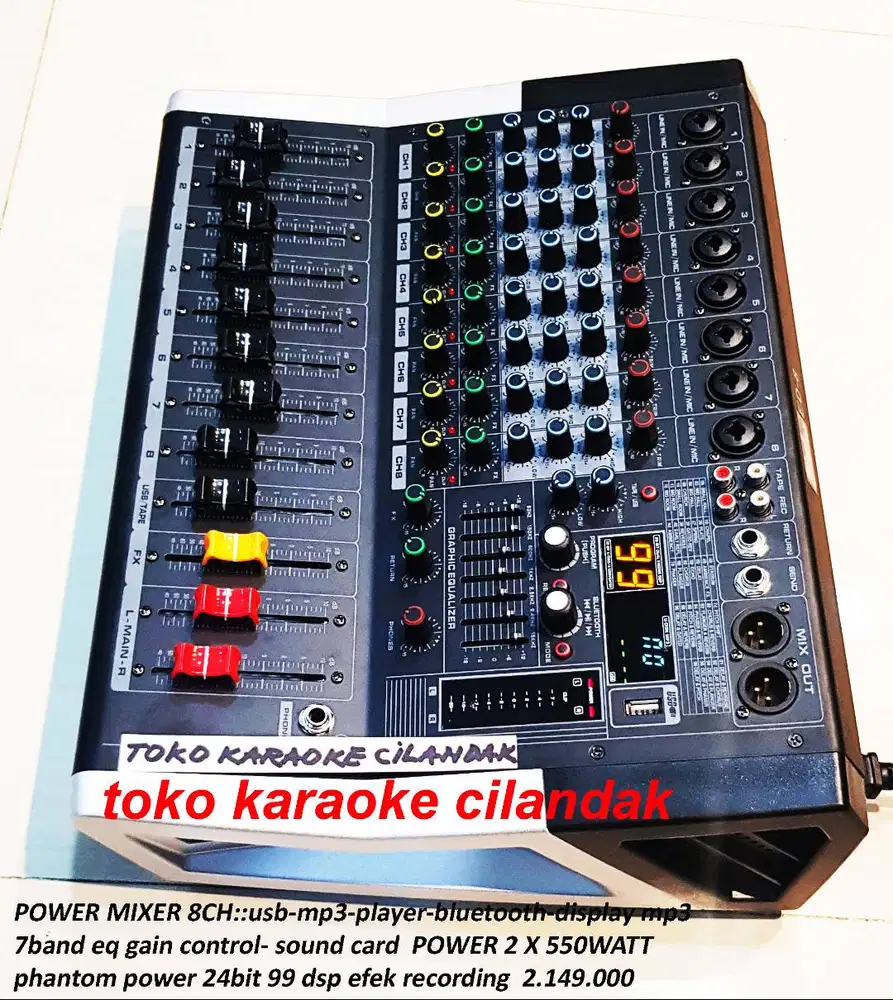 POWER MIXER 8CH: usb-mp3-player-bluetooth-display mp3 7band equaliser