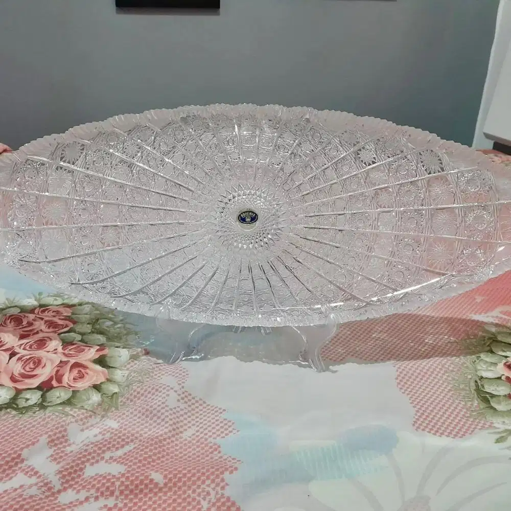 Kristal Bohemia Full PK500 Piring Panjang Besar dan Berat