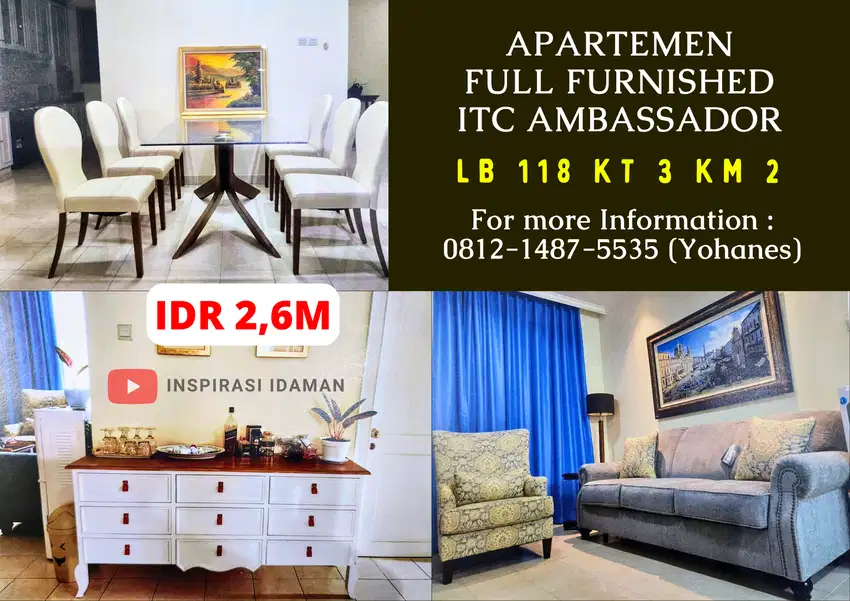Apartemen ITC Ambassador 3BR 118mtr Full Furnished