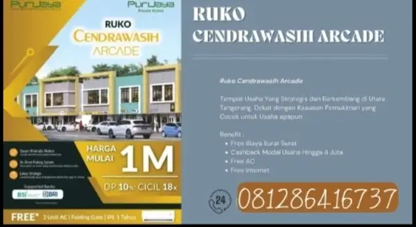 Ruko baru Cendrawasih pasar Kemis free biaya surat