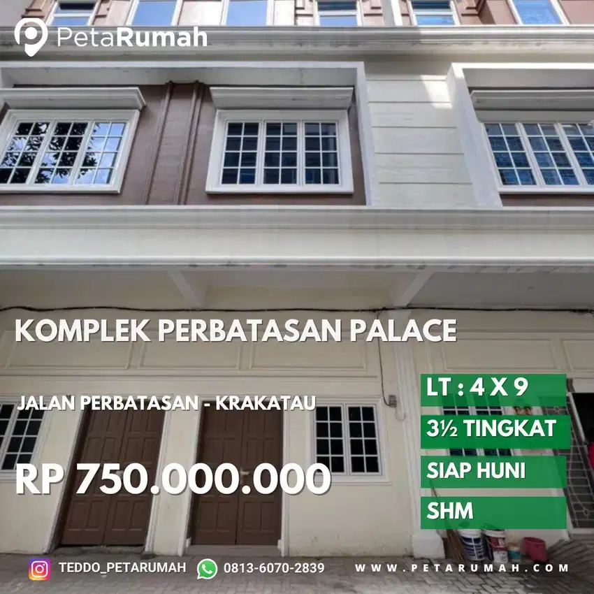 Townhouse komplek perbatasan palace daerah krakatau dan setia jadi