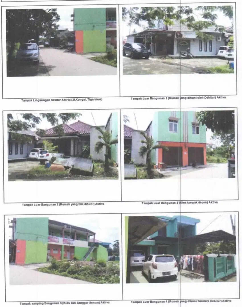 Dijual Lelang Rumah, Kios dan Sanggar di Tigaraksa Tangerang Banten