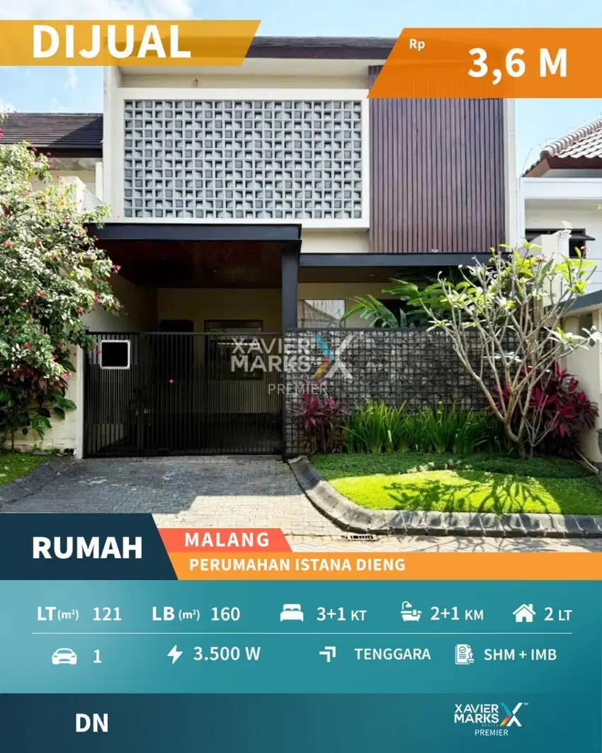 Dijual Rumah Modern Dekat Pusat Kota di Istana Dieng Malang