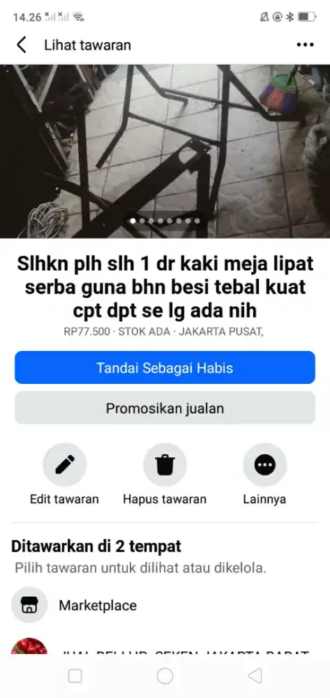 Slhkn plh slh 1 dr kaki meja lipat bhn besi tebal kuat se lg ada cpt