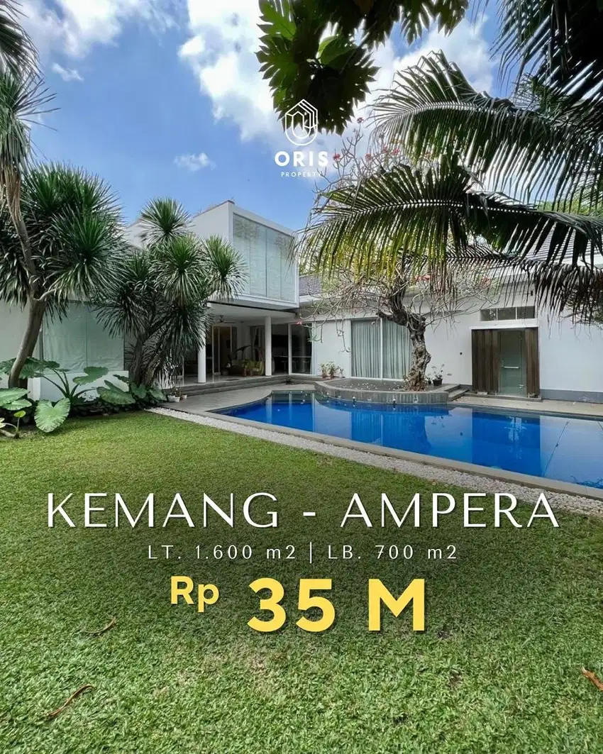 Rumah Modern Tropical Halaman Luas di Ampera Kemang Jakarta Selatan