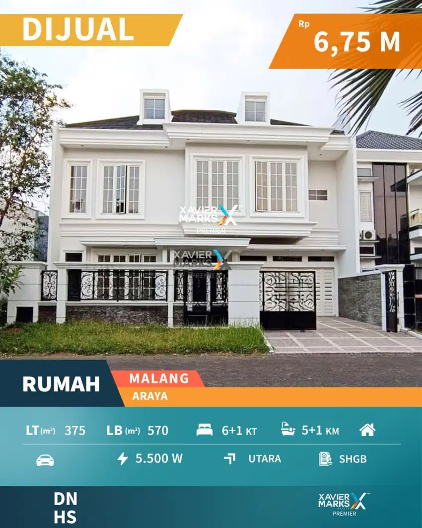 Dijual Rumah Baru Gres American Style di Araya Golf Blimbing Malang