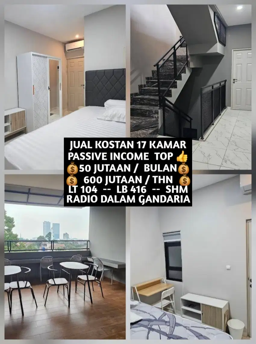 JUAL KOST KOSAN BARU 17 KAMAR DI RADIO DALAM KEBAYORAN BARU JAKSEL