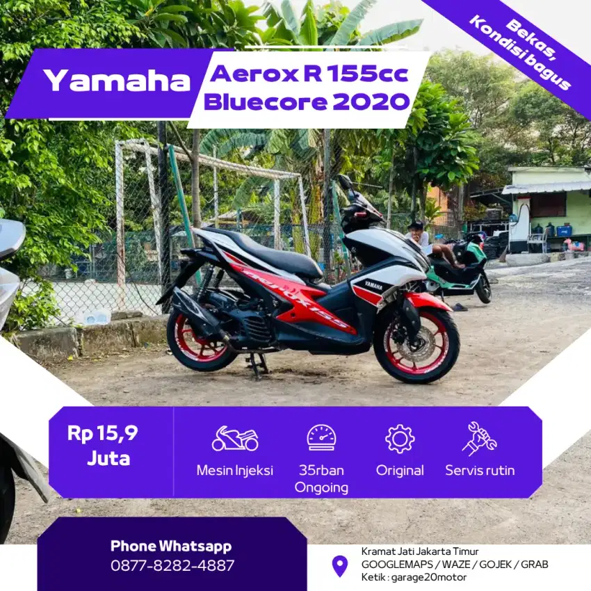 Yamaha Aerox R 155cc VVA_Fi Bluecore Tahun 2020 Pajak Off