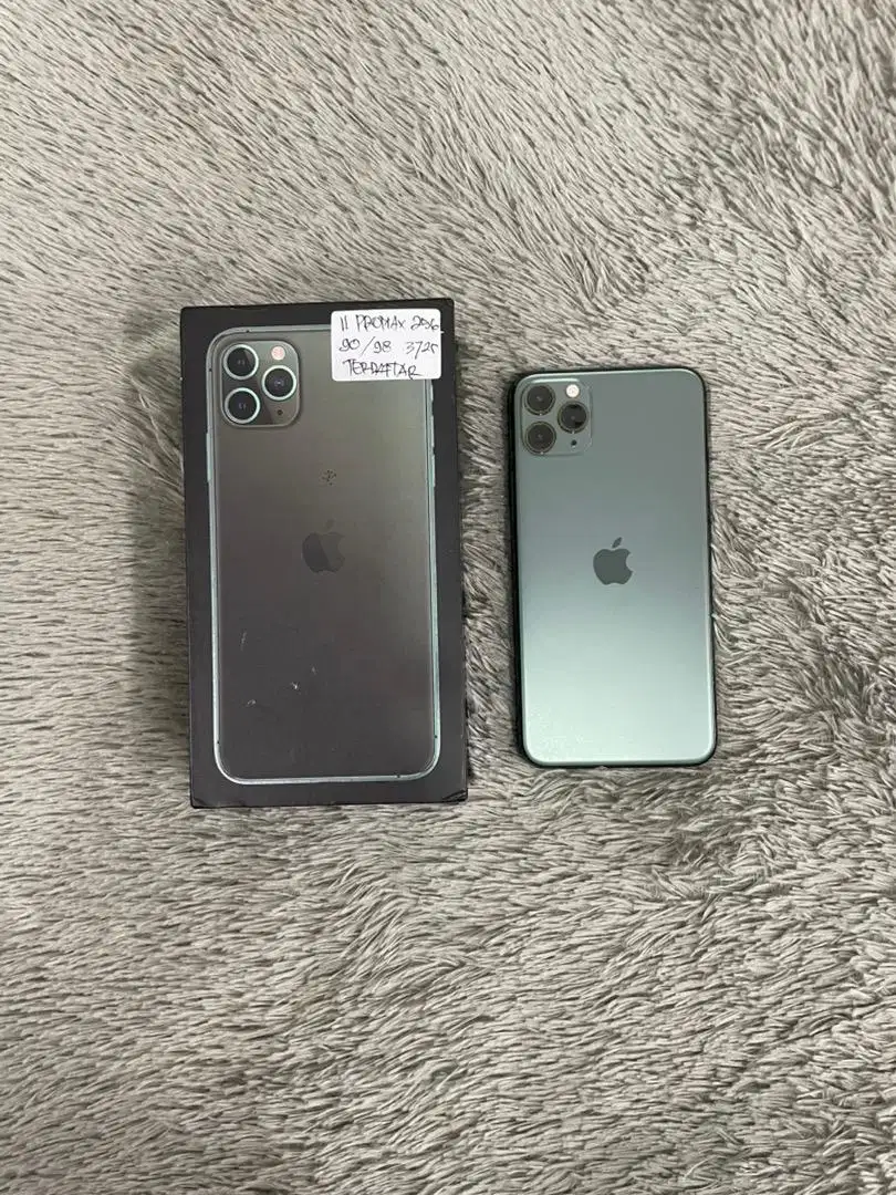 IPhone 11 ProMax 256GB Midnight Green mulus Fullset BH 90% 3Utool 98