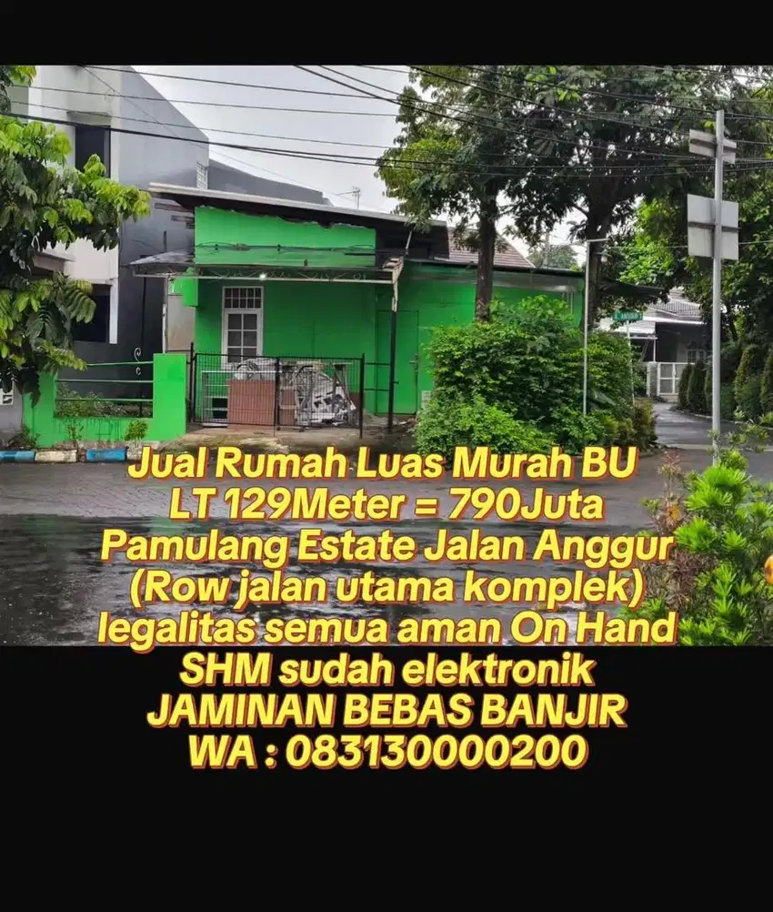 Jual Rumah Luas Murah BU butuh jual Cepat Hitung Tanah tanpa perantara