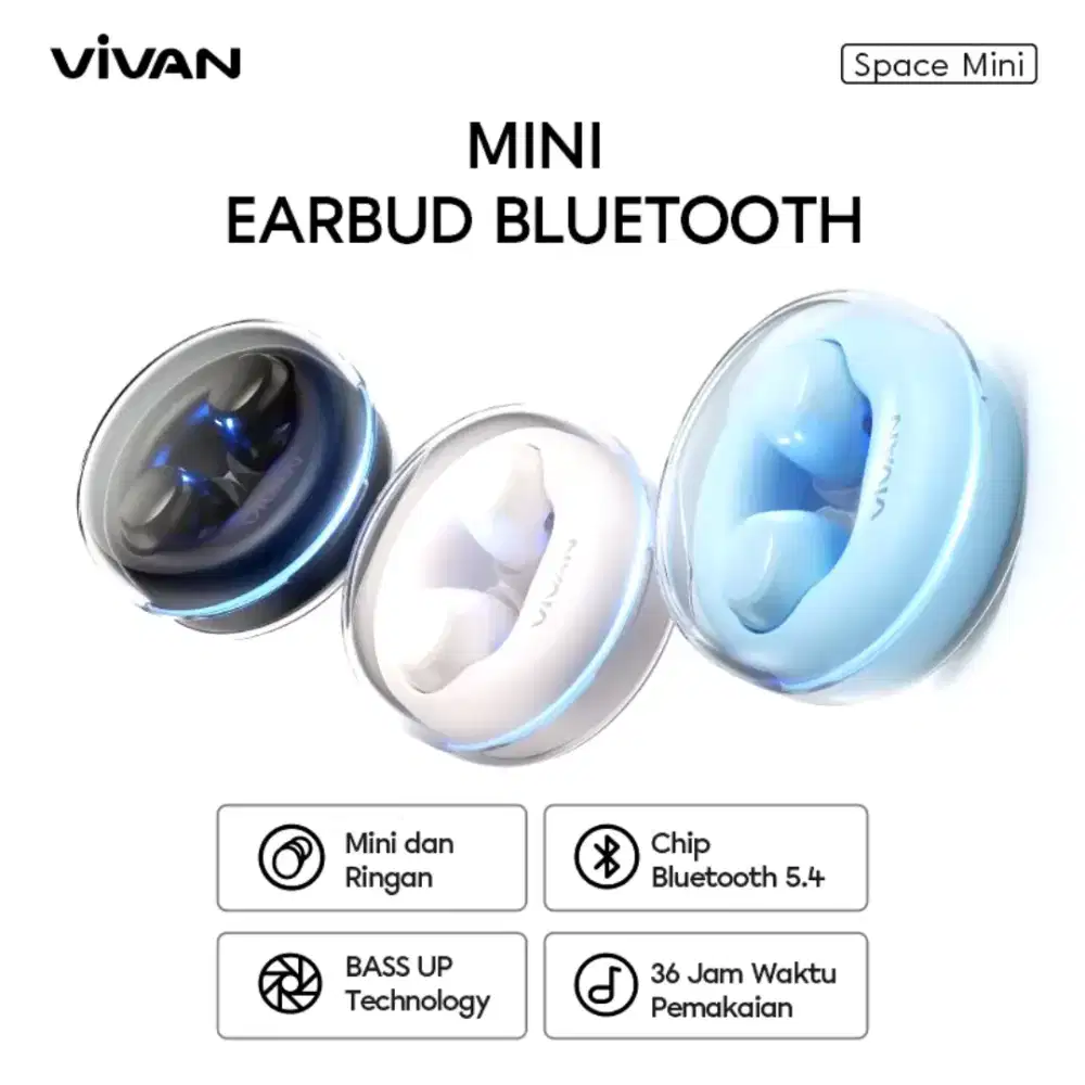HEADSET BLUETOOTH TWS VIVAN SPACE MINI | GARANSI 1TH | @CAVALLOACC