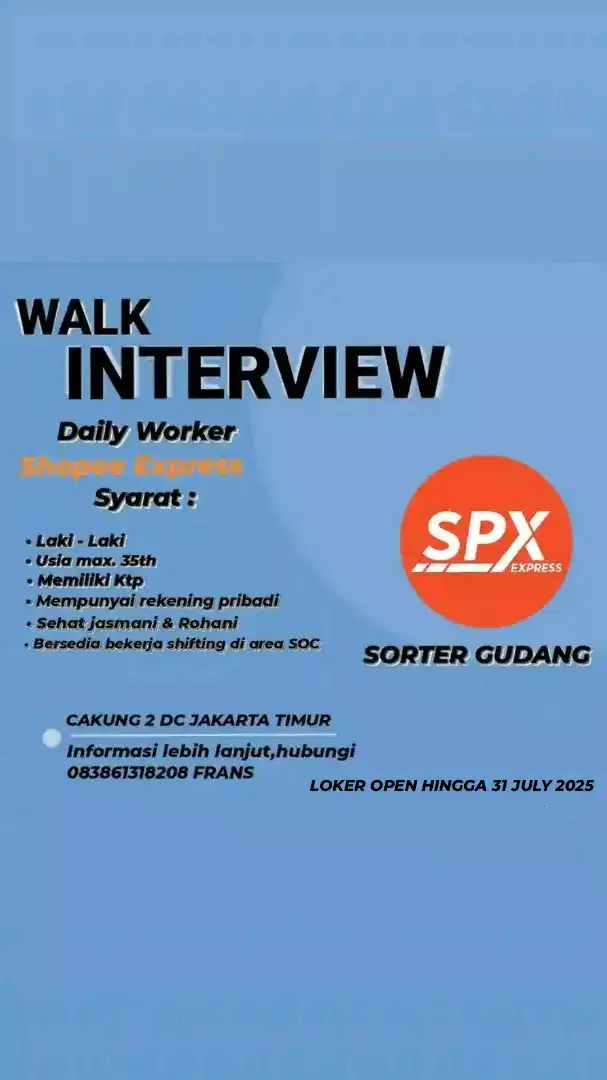 OPEN LOKER DAILY WORKER SHOPEESPX