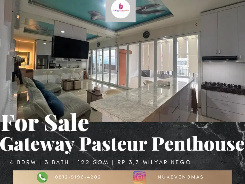 Dijual Apartement Gateway Pasteur Penthouse 3BR+1 Full Furnished