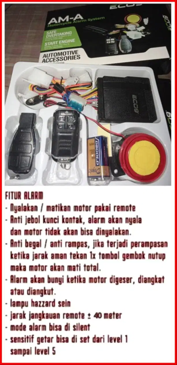 Alarm motor nmax aerox vario beat kyt Genio cbr freego R15 scoopy ink