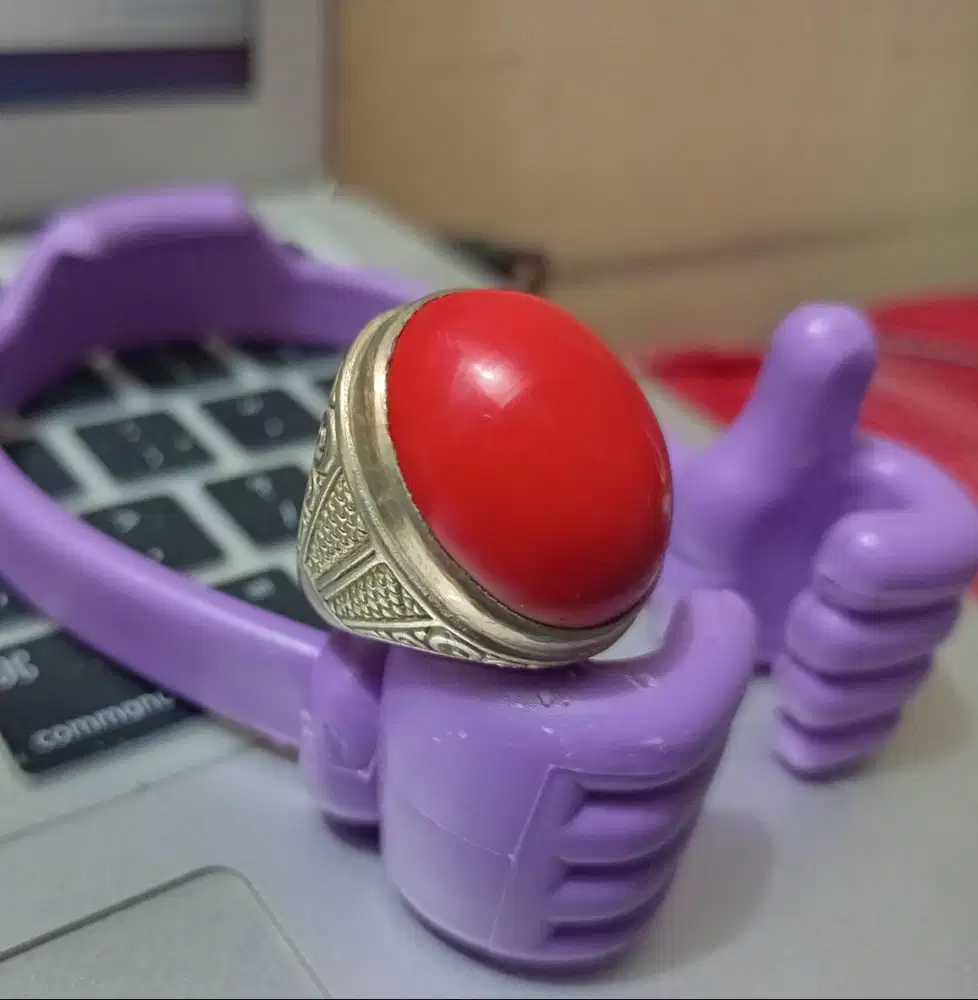 Cincin batu alam Karang Merah / natural Red Coral