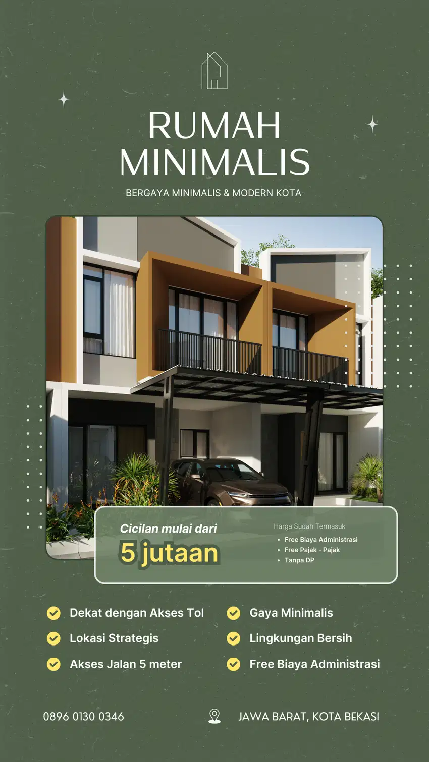 Dijual rumah 2 Lantai Tanpa DP, di Kota Bekasi