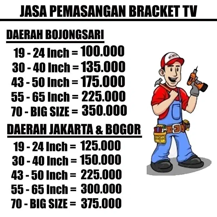 Jasa Pasang Bracket Pemasangan bracket tv