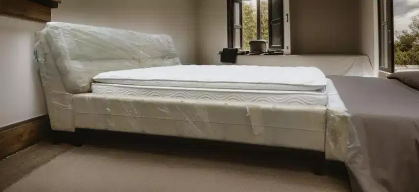 Bedframe kulit mewah brand Cellini set springbed King Koil uk 200