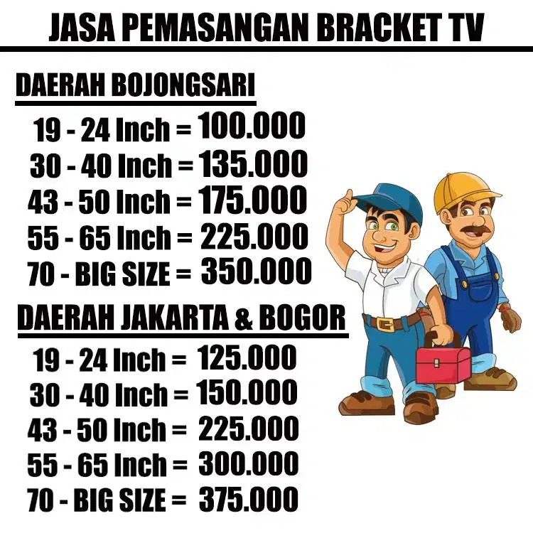 Jasa Pasang Bracket Pemasangan bracket tv 32 - 43 Inch