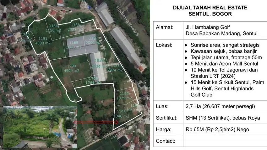 Tanah Real Estate area Sentul Bogor