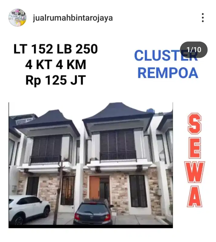 sewa rumah mewah Rempoa Ciputat Tangerang Bintaro