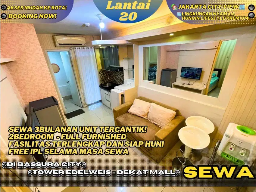 Langsung 2BR Furnished Tercantik Dekat Mall Free IPL Bassura City