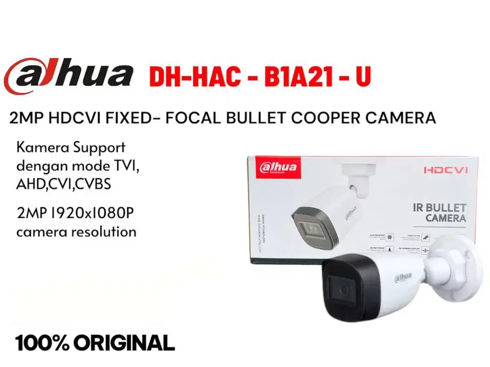 Camera CCTV Coaxial Outdoor Dahua DH-HAC-B1A21-U 2MP HDCVI IR Full HD
