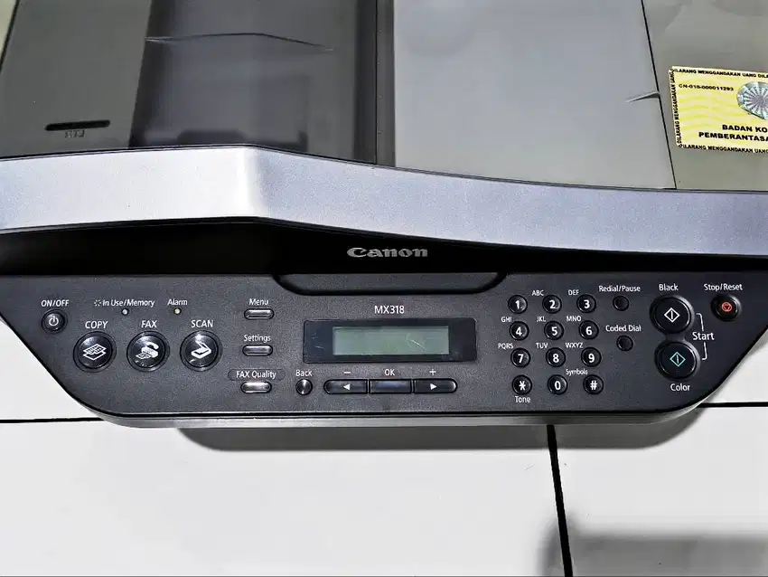 Printer Canon MX318 (Print, Scan, Copy, Fax). Lengkap Catridge.