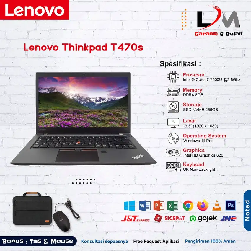 Lenovo Thinkpad T470s Intel Core i7-7600U RAM 8GB NVME 256GB Win 11